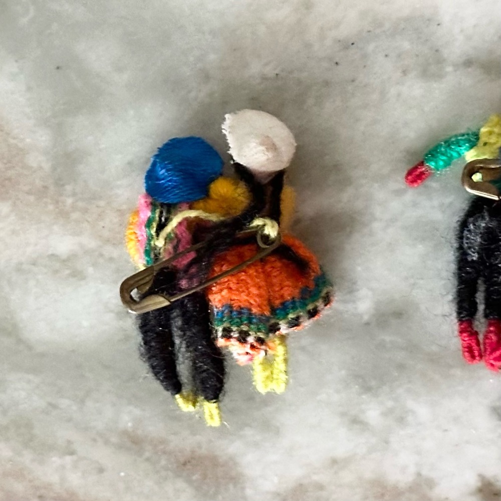 Handmade Vintage Mexico Souvenir Dancing Couple Lapel Pins - Brooch Set of 3 - Picture 7 of 13